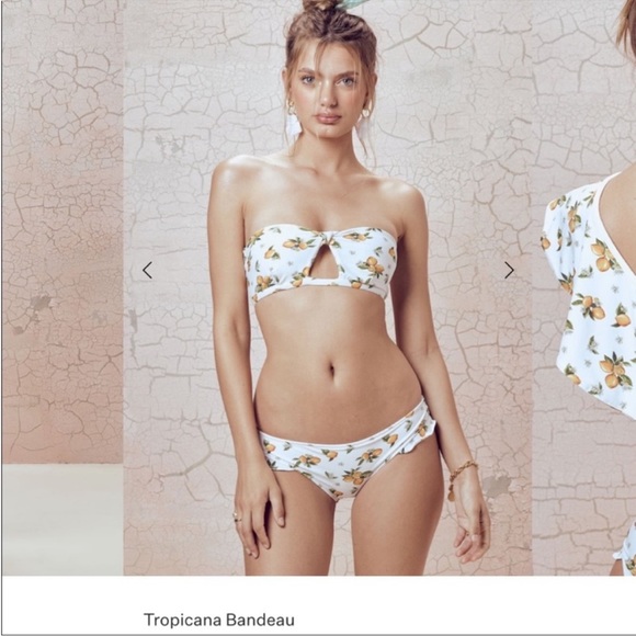 NWT For Love and Lemons Swim Tropicana Lemon Print Bandeau Bikini Set To… - Picture 6 of 8